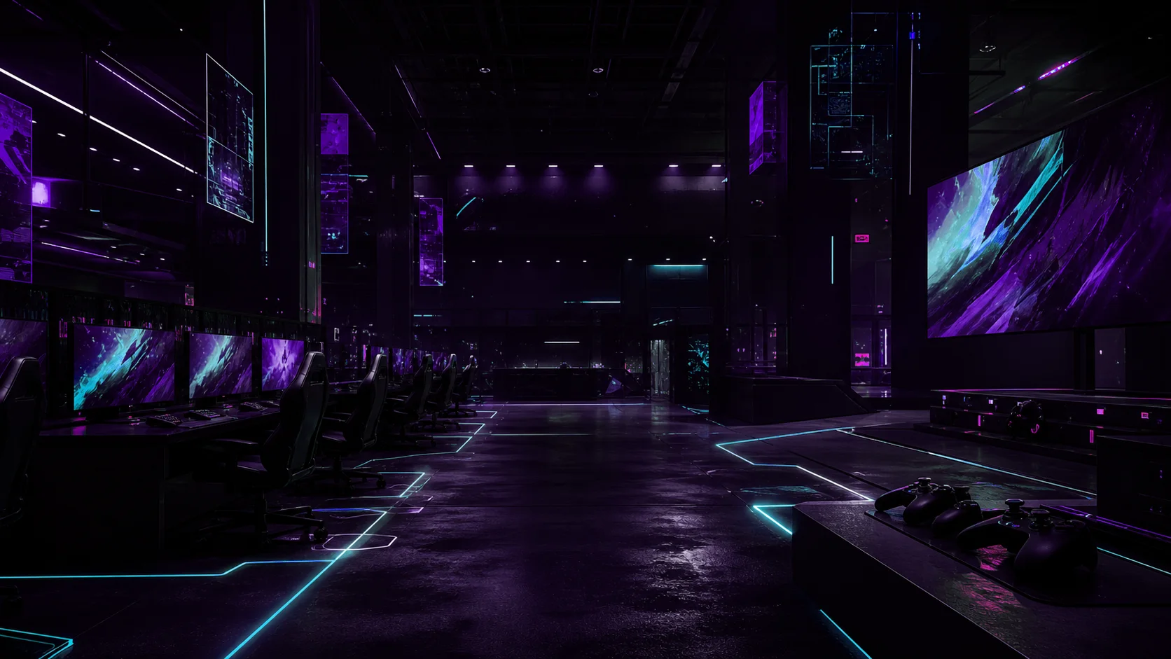 Cinematic gaming lounge representing the pickibets.com identity